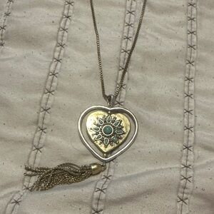 Gold and Silver Heart Pendant Necklace